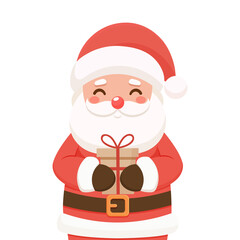 santa claus with gift isolated on transparent background