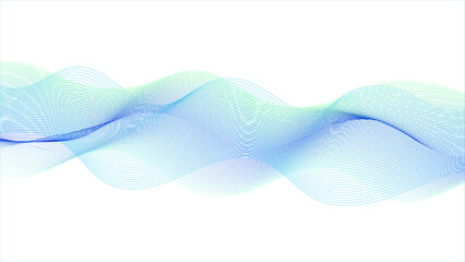 Wave on white background. Design element.	
The image shows smooth, flowing blue and cyan wave-like lines on a white background, 