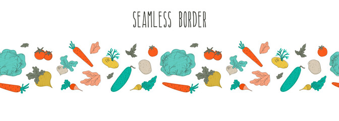 Vivid Vegetables Border Vector Pattern