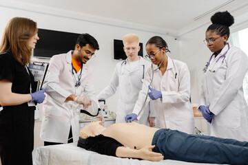 Doctors performing procedure on patient