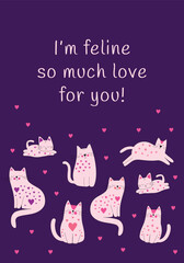 Sweet Cat Illustration with Playful Cats and Text