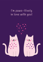 Simple and Cute Cat Valentine Artwork, Cat-Themed Valentine Greeting