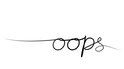continuous drawing of oops with one line.