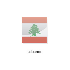 Flat square icon of Lebanon flag. Simple vector illustration.