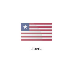 Flat square icon of Liberia flag. Simple vector illustration.