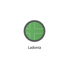 Round icon of Ladonia flag. Simple vector illustration.