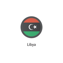 Round icon of Libya flag. Simple vector illustration.