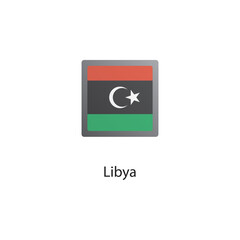 Flat square icon of Libya flag. Simple vector illustration.