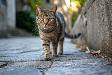 Obraz premium Curious Tabby Cat - Outdoor Alleyway