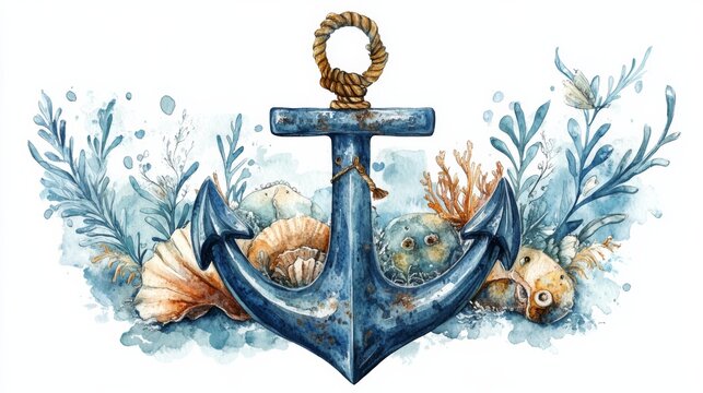 Nautical Anchor with Marine Elements