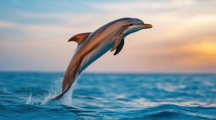 Fototapeta premium Dolphin Leaping Gracefully Above Clear Waters