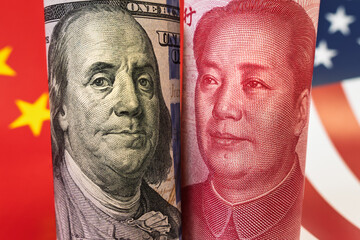 Trade tension, trade war or commercial conflict between US and China, economic concept : Chinese...