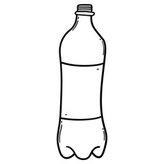 Hand drawn doodle empty plastic bottle on white background.