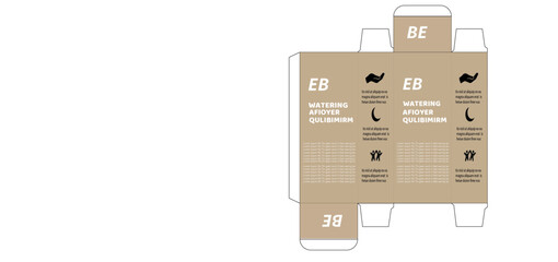 EB Packaging box design template layout with Box die line,  icon, frames and Design Illustration, Vector design Template image of cosmetic bottle and box.