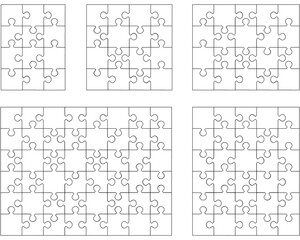 Illustration of big white puzzle, separate parts	