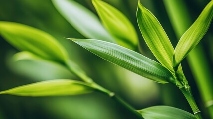 Obraz premium Fresh Green Bamboo Leaves in Natural Setting
