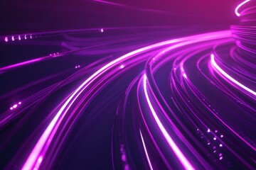 Abstract purple curved lines form a background with a light effect, in a digital futuristic concept for technology and speed illustration