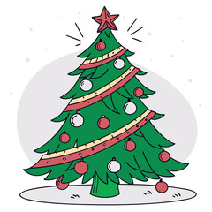 Christma Tree Concept In Winter With Many Gift Boxes