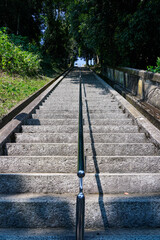 姫路城を見晴らす男山配水池公園へ登る長い階段（兵庫県姫路市）