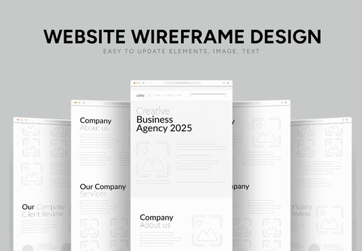 Creative Agency Website Wireframe Design Layout
