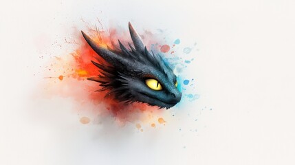 Fototapeta premium Watercolor Dragon Head in Soft Color Palette
