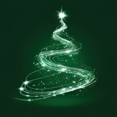 digital glowing tech christmas tree on green background	
