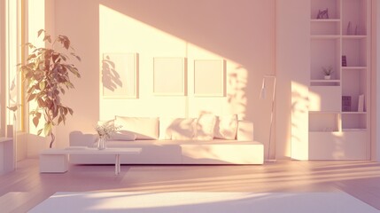 Sunlit Minimalist Living Room Interior Design