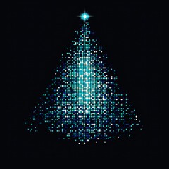 digital glowing tech christmas tree on black background	