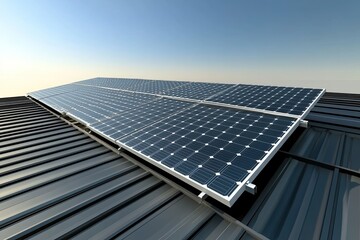 Solar Brilliance: Close-Up of Panels Reflecting a Stunning Sunrise