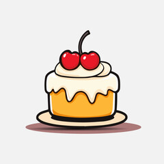 Delicious cupcake and cherry on top isolated on white background, vector illustration design.
