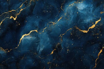 Abstract navy blue marble texture with gold veins and glitter. Perfect for luxury backgrounds, invitations, or elegant designs.