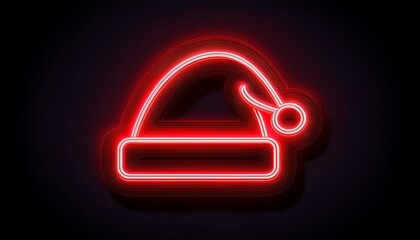 Red neon santa hat sign. neon santa hat