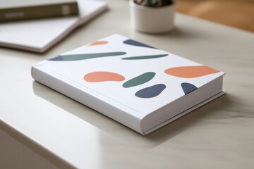Abstract design notebook on table.