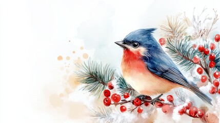 Winter Bluebird Illustration