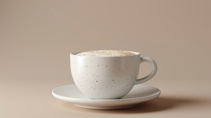 A serene cup of coffee on a simple plate against a soft background.