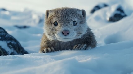 Obraz premium Majestic arctic animal captured gracefully in icy white snow picture