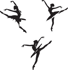 Elegant Ballet Dancer Silhouettes in Various Poses - Adobe Stock