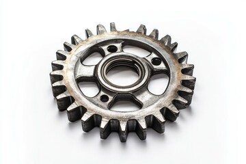 Metal cog on white background