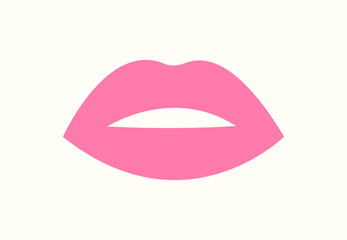 Opened female pink lips. Vector icon