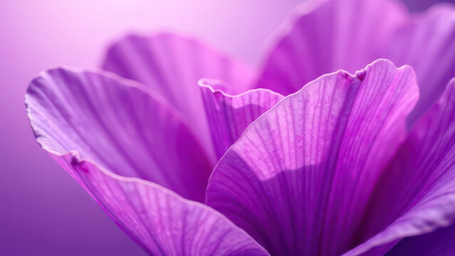 Close-up of vibrant purple flower petals with soft lighting and delicate textures
