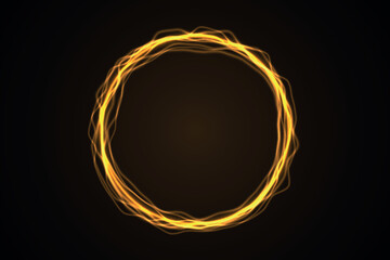 Glowing Golden Light Circle on Dark Background