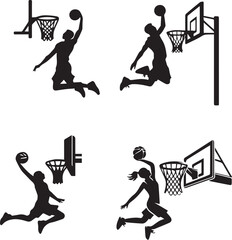 Dynamic Basketball Dunk Silhouettes - Adobe Stock