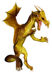 3D Rendering Fairy Tale Dragon on White