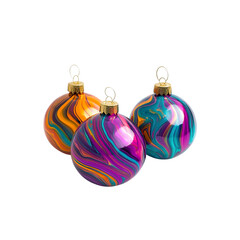 Trio of Vibrant Swirl Christmas Ornaments