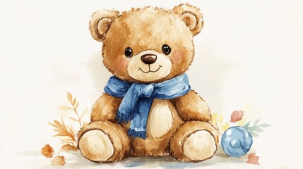 Watercolor Teddy Bear Art