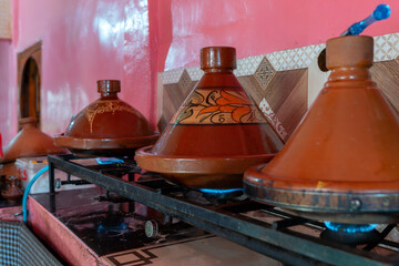 Traditional Berber tajine. Moroccan home cooking.