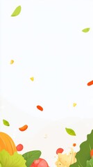 Vibrant Autumn Leaves Floating on a White Background