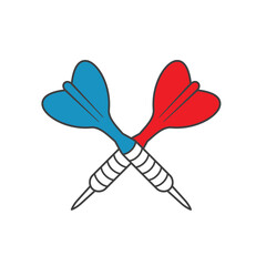 illustration of darts, a precision sports game involving throwing darts at a circular target board.