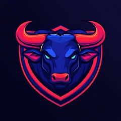 Powerful bull mascot logo with bold character in sports design