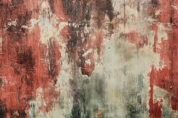 Obraz premium Textured Wall Painted with Color-Wash Technique in Holly Red, Frosty White, and Pine Green